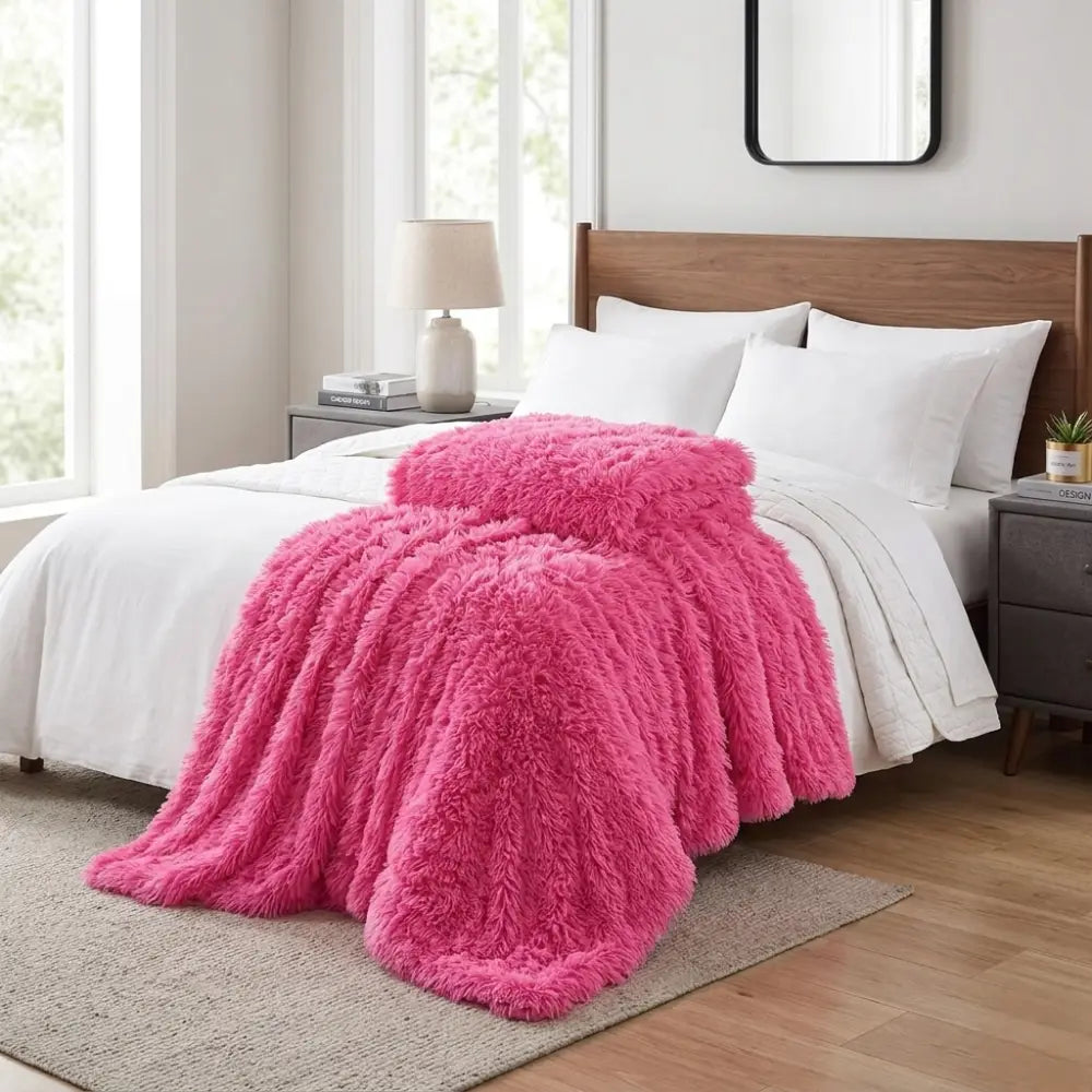 Couverture Fausse Fourrure Rose