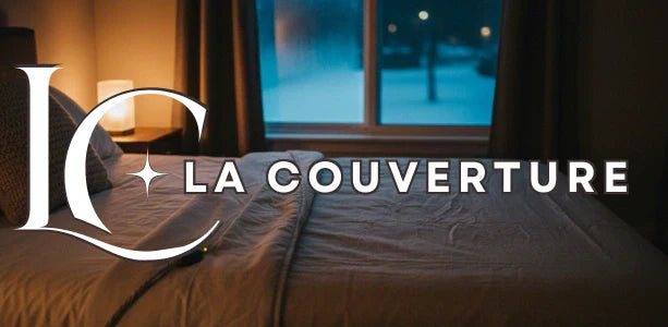 couverture chauffante électrique lit chambre nuit hiver neige fenêtre