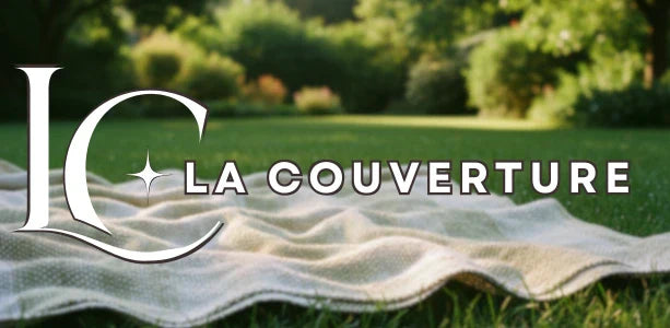 couverture coton beige jardin extérieur été lumière naturelle