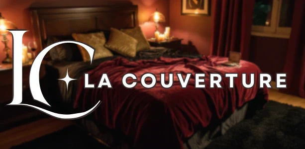 couverture velours bordeaux lit chambre bougies lumière tamisée