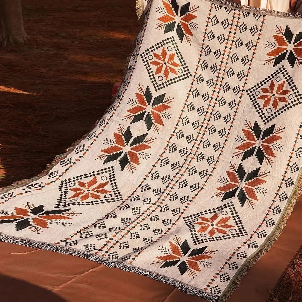 1pc durable vintage camping blanket - perfect for outdoor picnics beaches lawns tear resistant polyester fiber