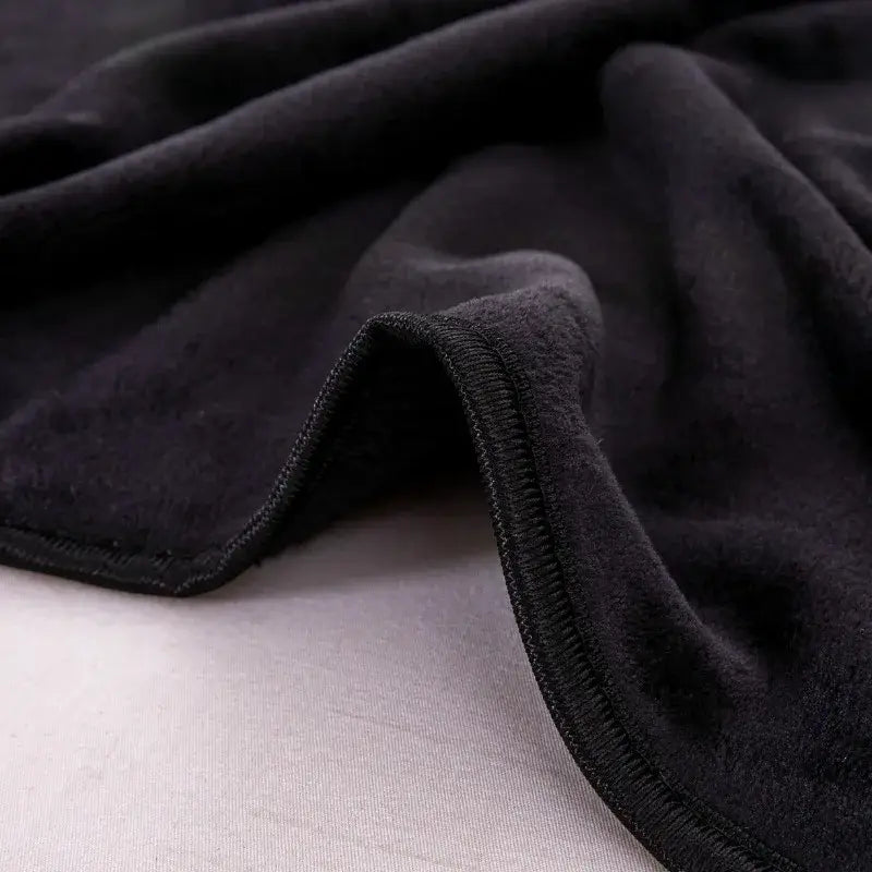 250GSM Black Flannel Blanket Soft Plush Fleece Throw Warm Cozy Bed Cover for Sofa Bedroom All Season Blanket Queen King