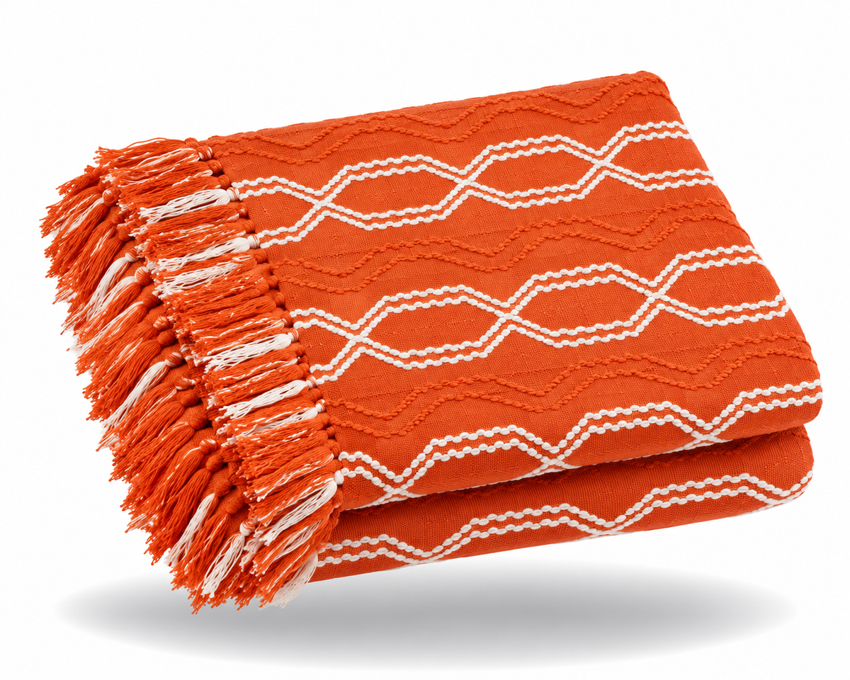 Couverture en Tricot pour Adulte - Orange / 127x172cm