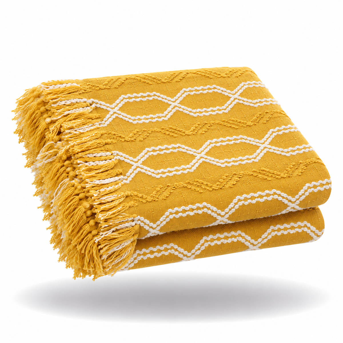 Couverture en Tricot pour Adulte - Jaune / 127x172cm