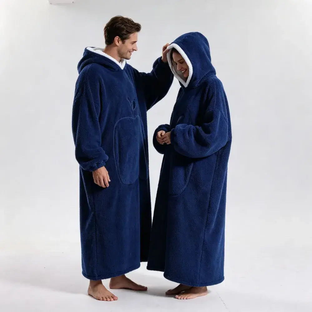 Couverture a Capuche Adulte - Bleu Marine