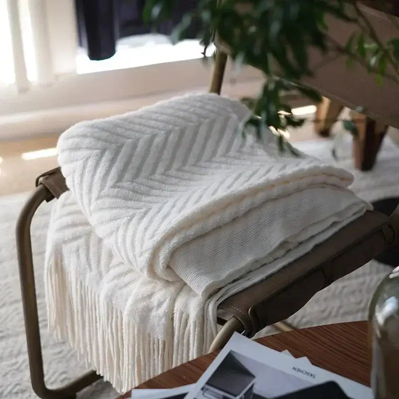 Couverture Adulte Tricot - Blanc