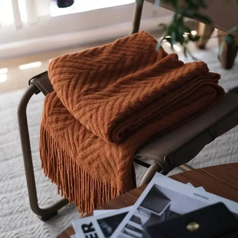Couverture Adulte Tricot - Brun