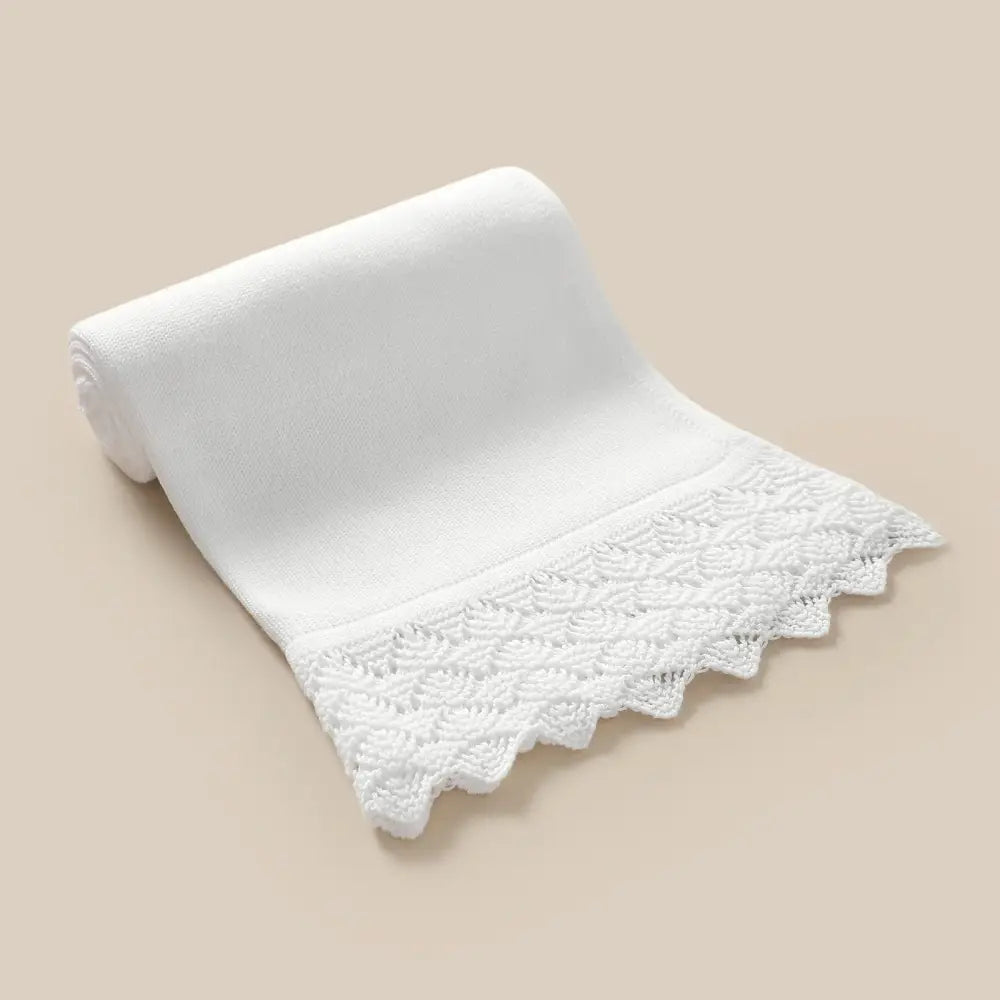 Couverture Bebe en Tricot - Blanc