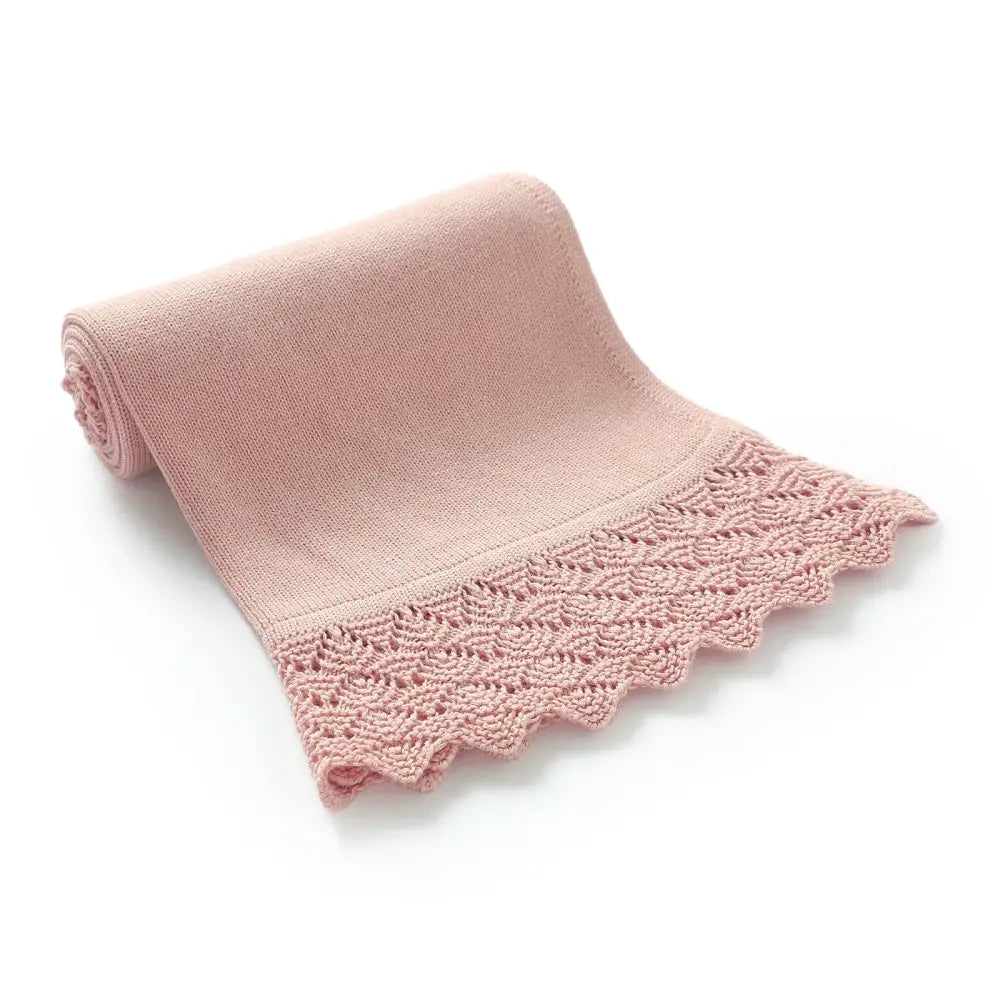 Couverture Bebe en Tricot - Rose