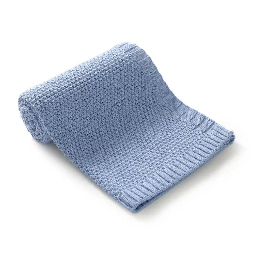 Couverture bébé tricot - Bleu