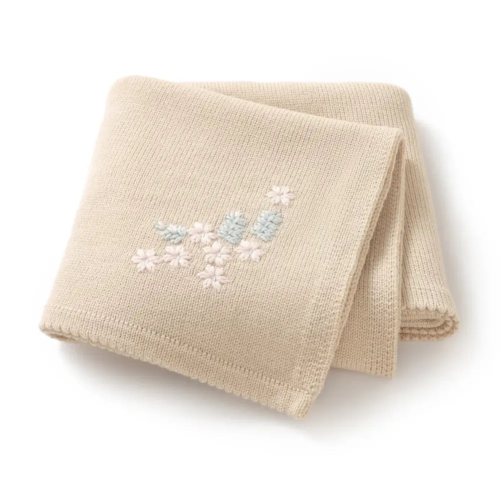 Couverture Brodée Bébé - Beige