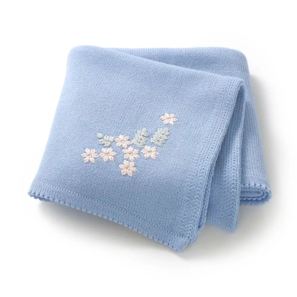 Couverture Brodée Bébé - Bleu
