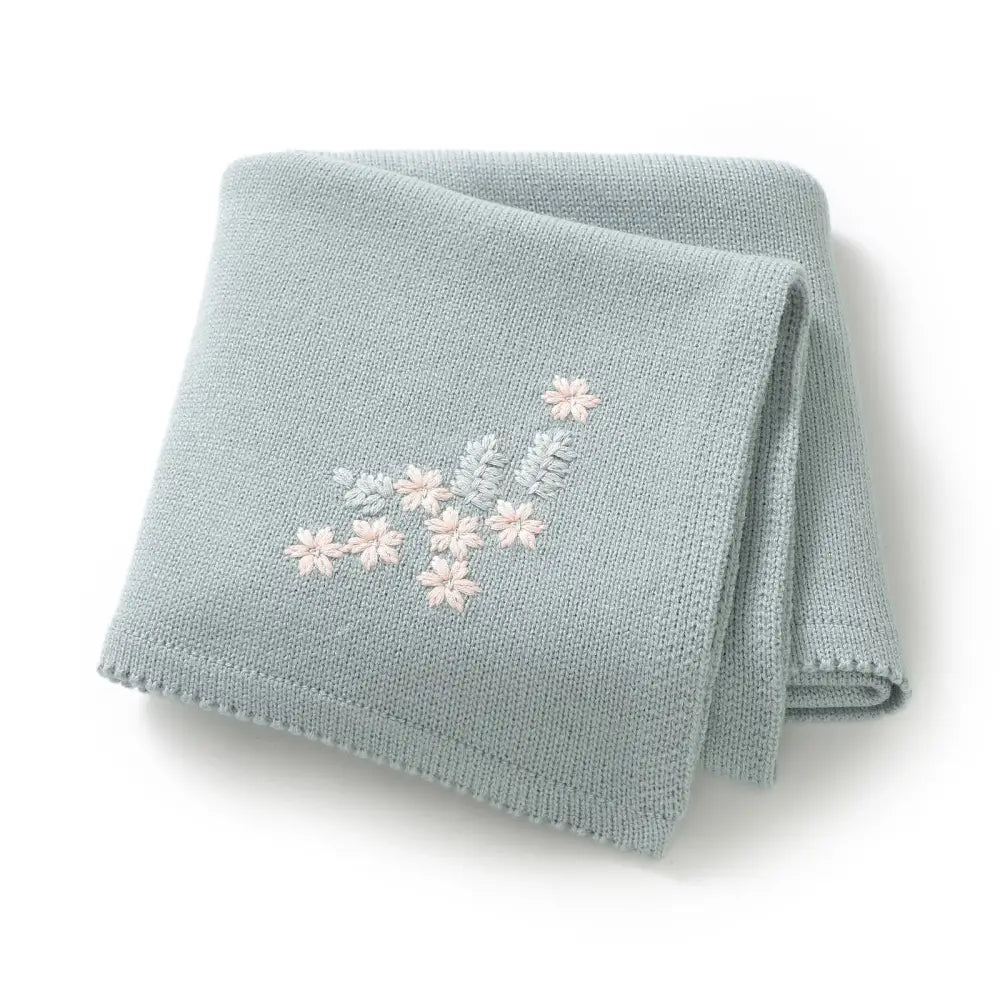 Couverture Brodée Bébé - Bleu Foncé