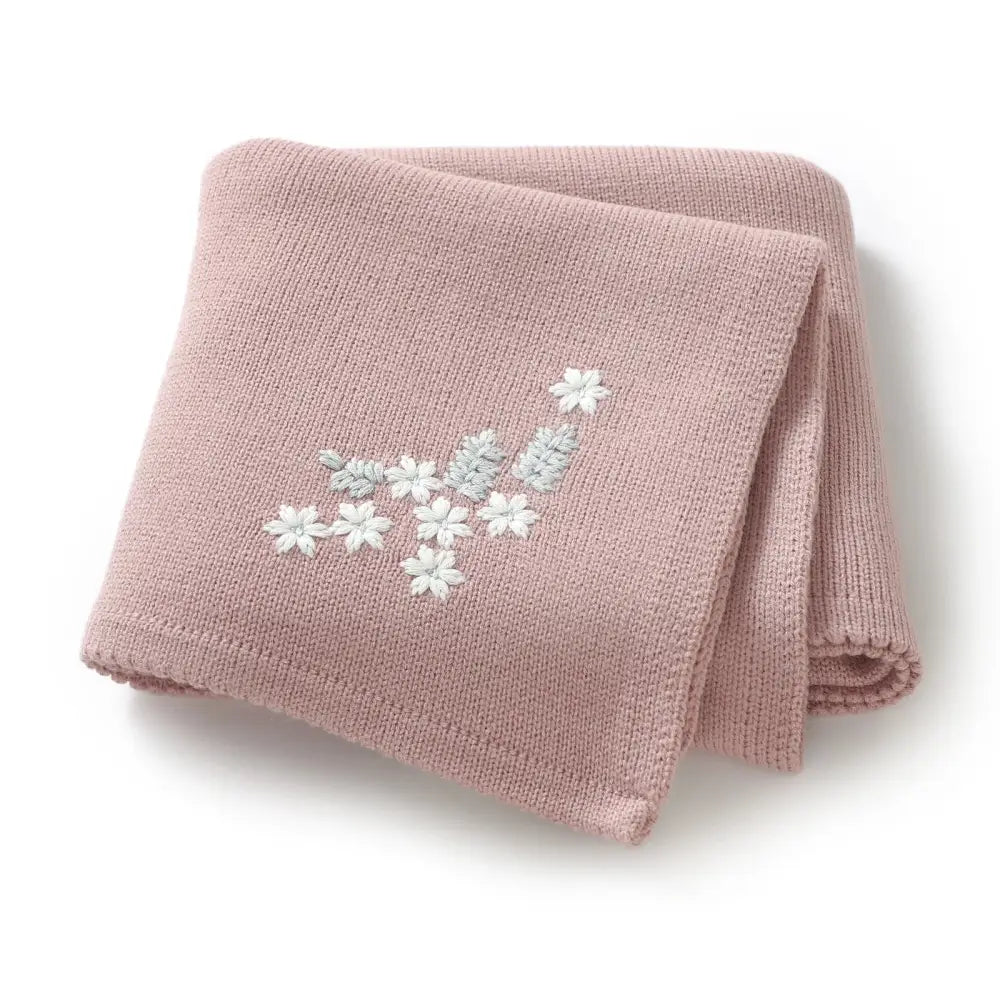 Couverture Brodée Bébé - Rose