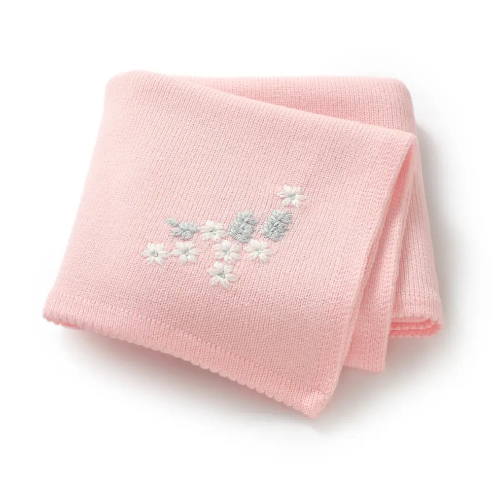 Couverture Brodée Bébé - Rose Clair