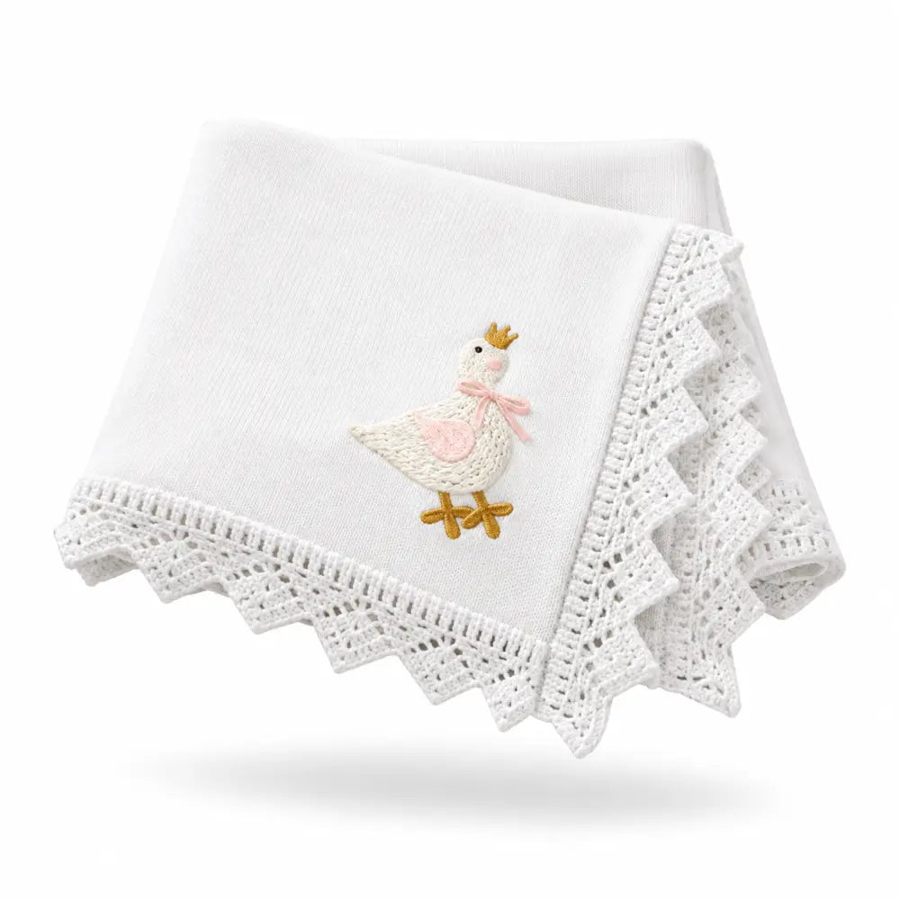Couverture Brodee pour Bebe - Blanc