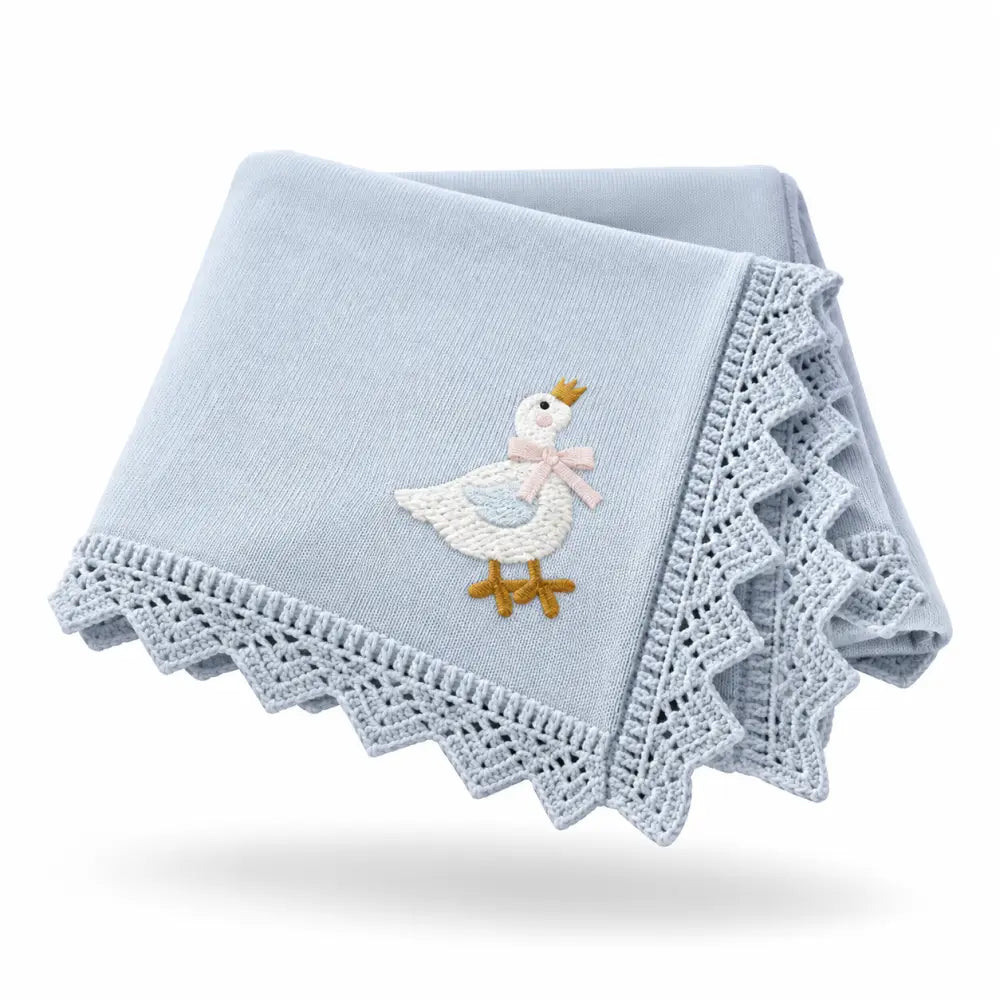 Couverture Brodee pour Bebe - Bleu