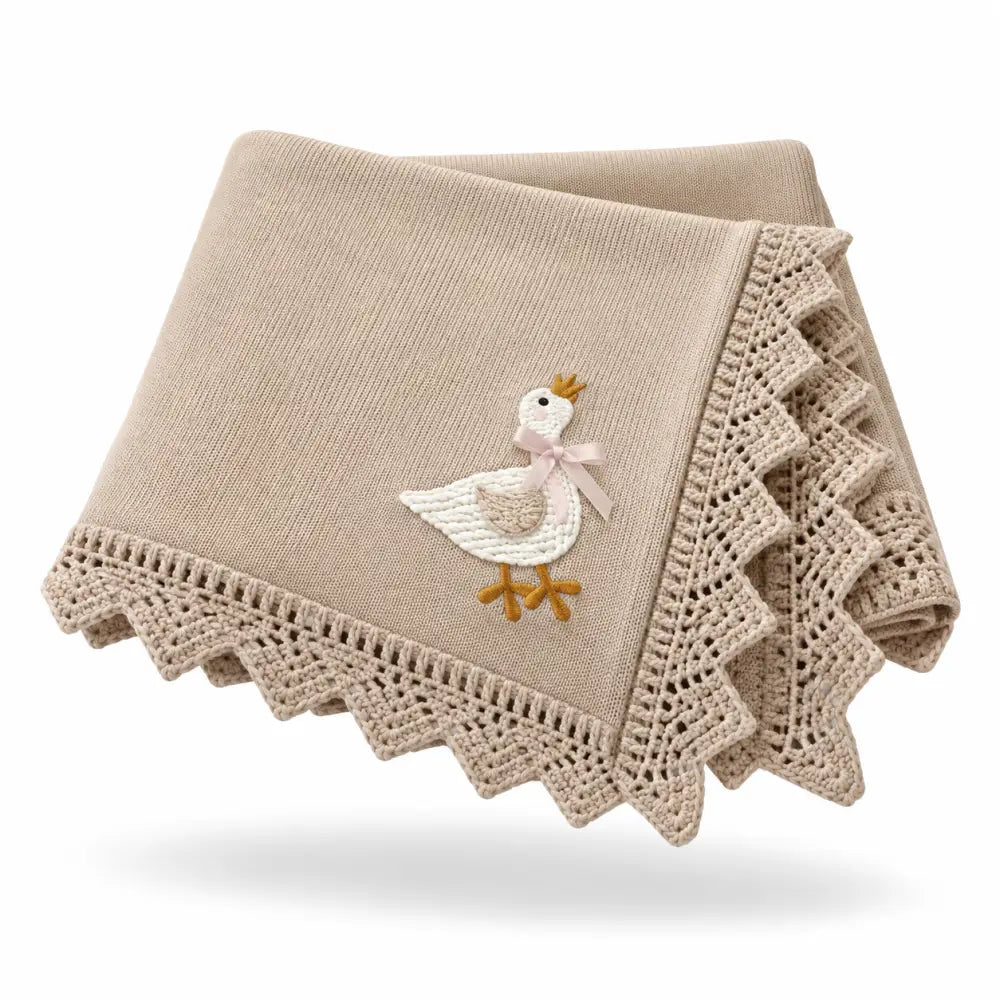 Couverture Brodee pour Bebe - Brun