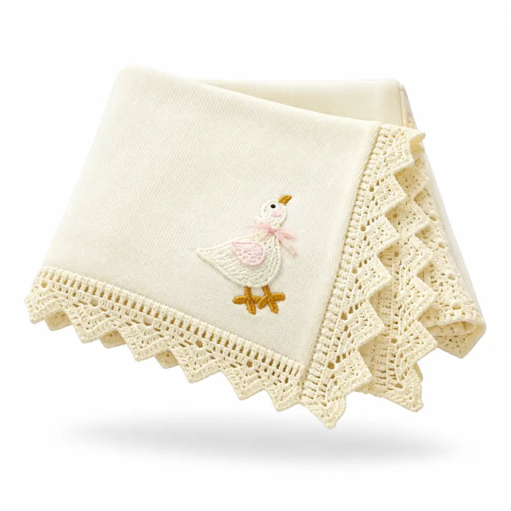 Couverture Brodee pour Bebe - Jaune