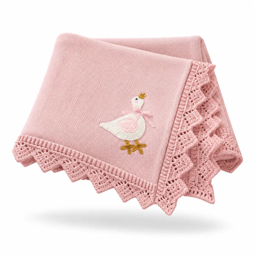 Couverture Brodee pour Bebe - Rose
