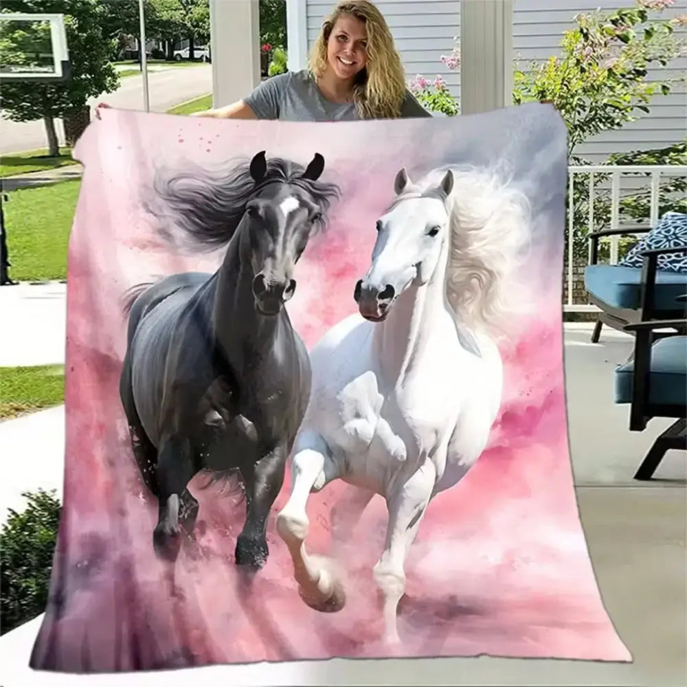 Couverture Cheval Rose - 75 x 100cm