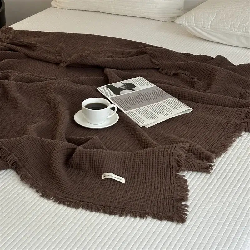 Couverture coton - Café / 130x170cm