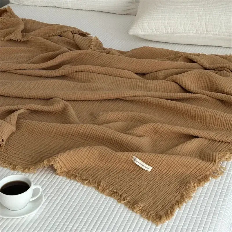 Couverture coton - Mokka / 130x170cm