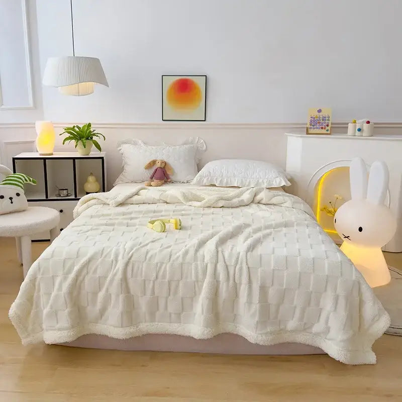 Couverture double face - Blanc / 100x150cm
