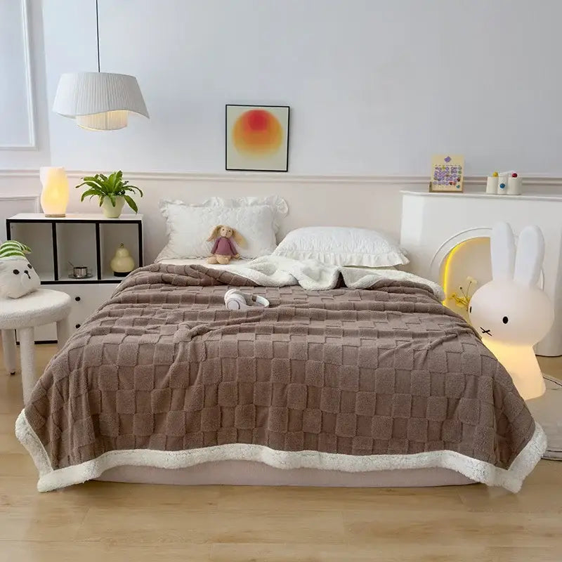 Couverture double face - Brun / 100x150cm