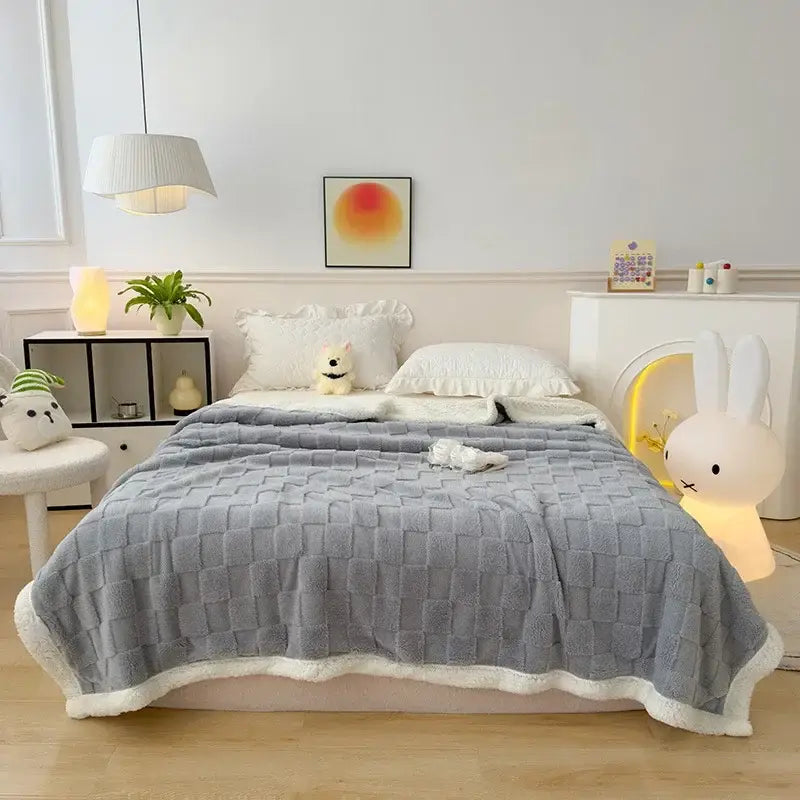 Couverture double face - Gris / 100x150cm