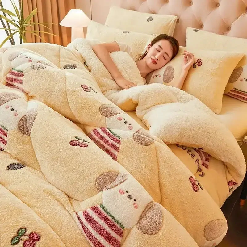 Couverture Double Face Polaire et Sherpa - Beige / 150x200cm