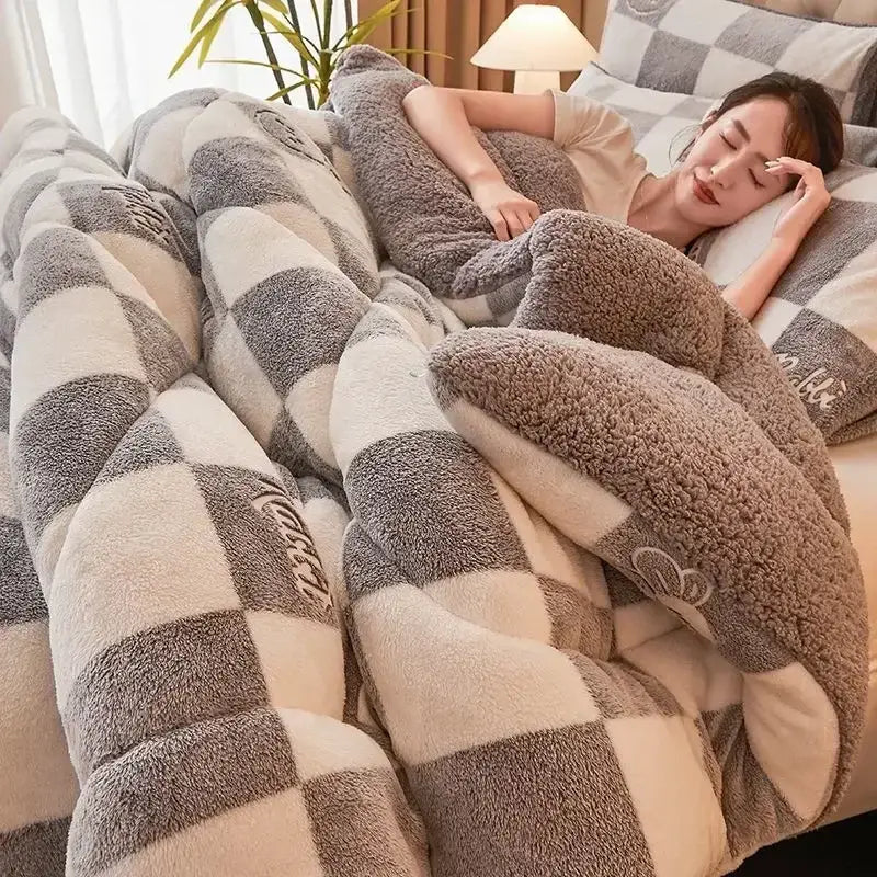 Couverture Double Face Polaire et Sherpa - Gris Clair / 150x200cm