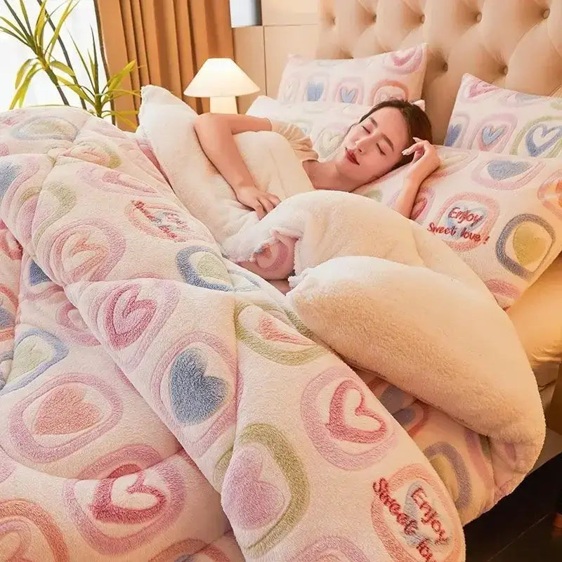 Couverture Double Face Polaire et Sherpa - Rose / 150x200cm