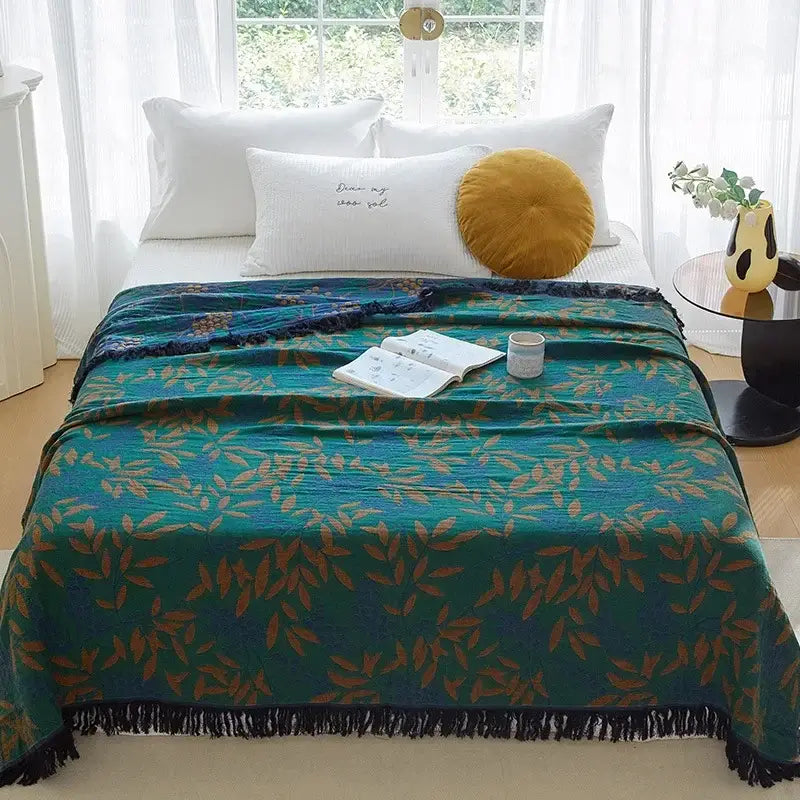 Couverture en Mousseline de Coton Adulte - Vert Foncé / 150x200cm