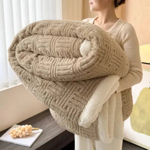 Couverture en polaire - Beige / 100x150cm