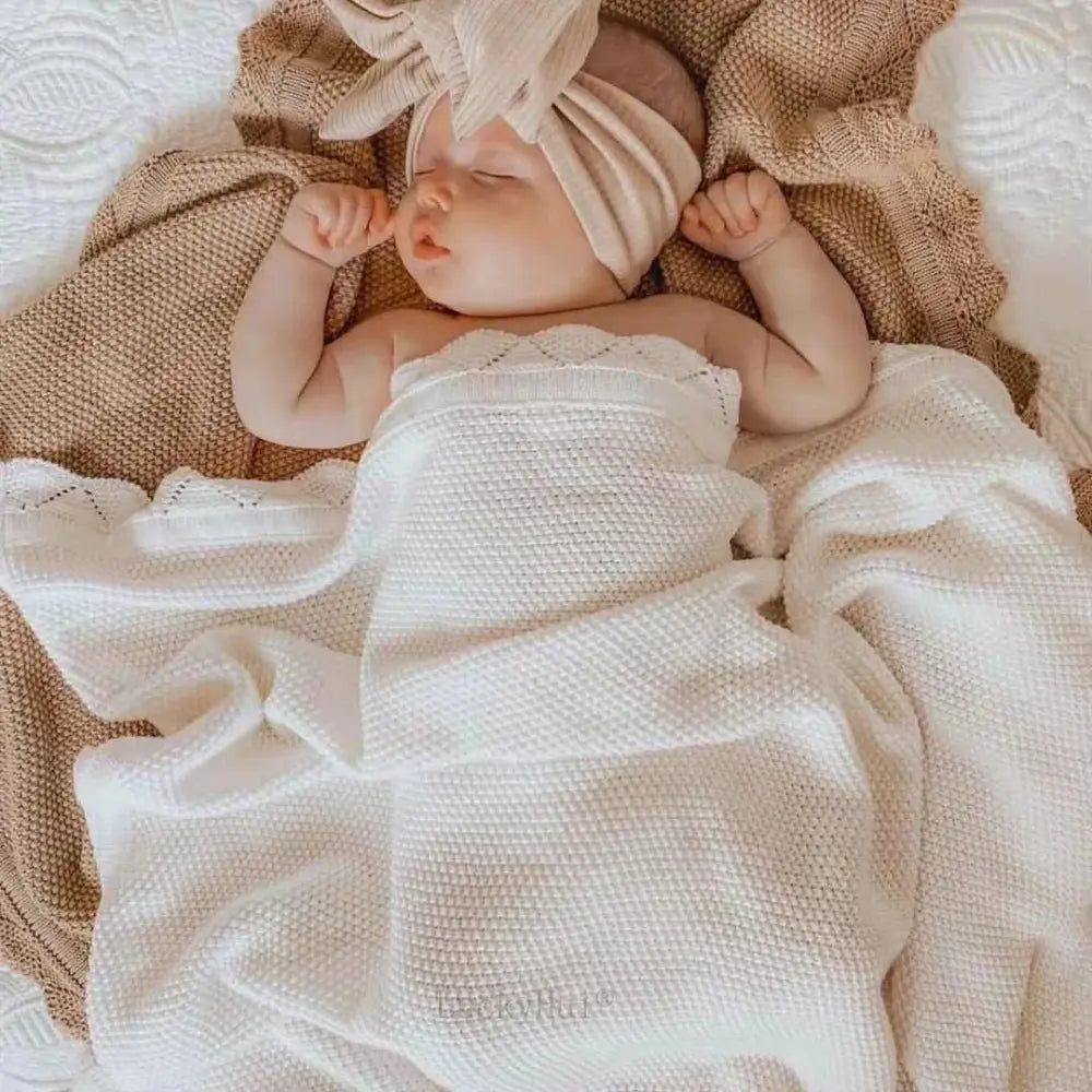 Couverture en Tricot Bebe - Blanc
