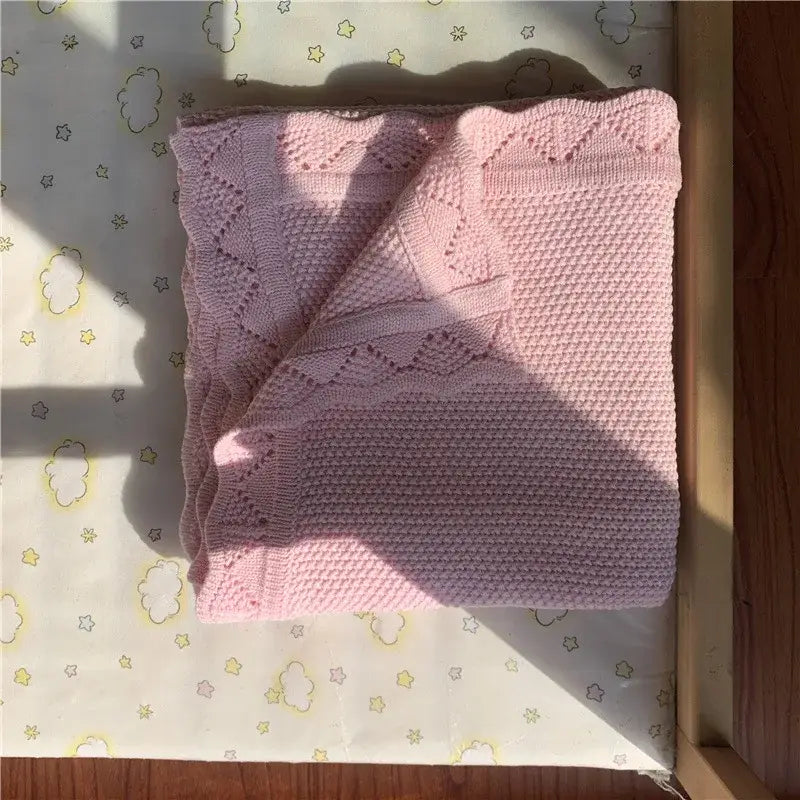 Couverture en Tricot Bebe - Rose Clair