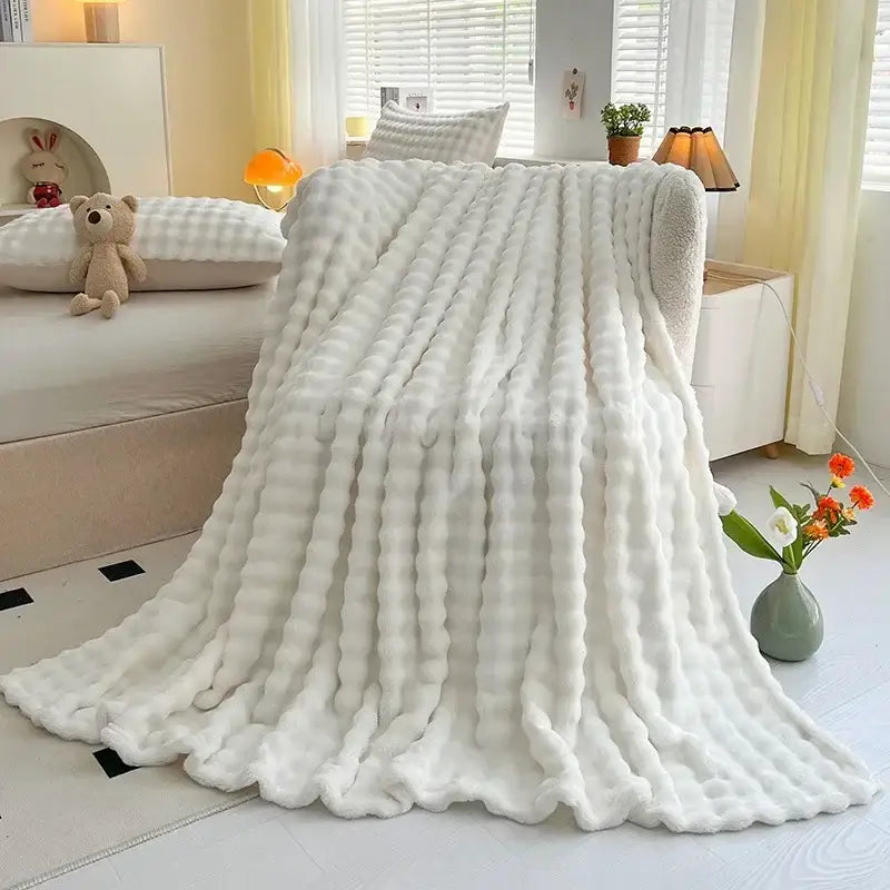 Couverture fausse fourrure - Blanc / 70x100cm