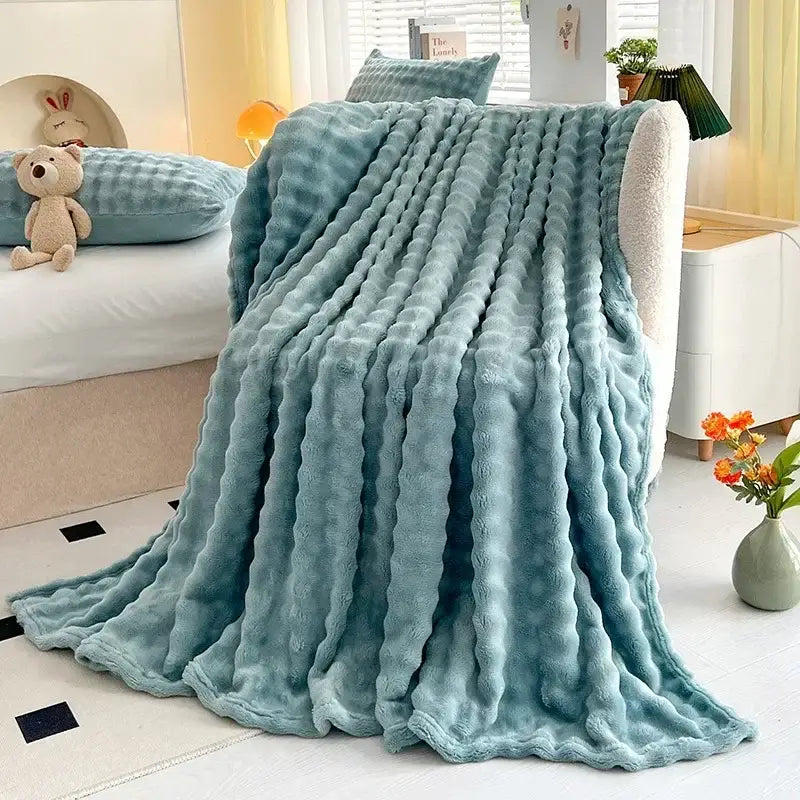 Couverture fausse fourrure - Bleu Clair / 70x100cm