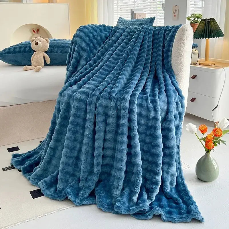 Couverture fausse fourrure - Bleu Foncé / 70x100cm