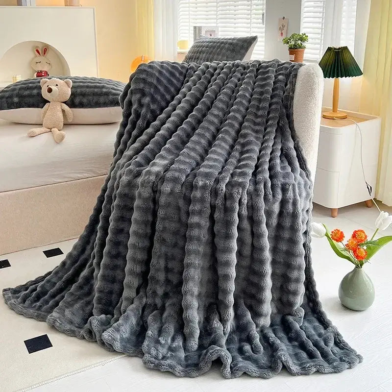Couverture fausse fourrure - Gris Foncé / 70x100cm