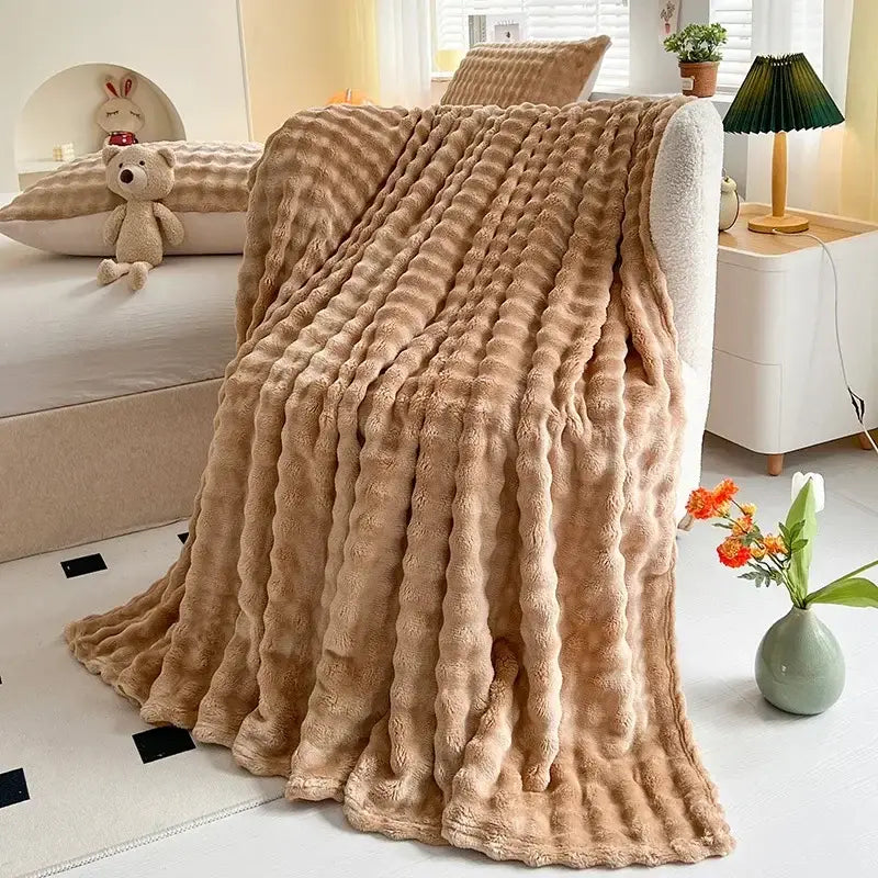 Couverture fausse fourrure - Marron / 70x100cm
