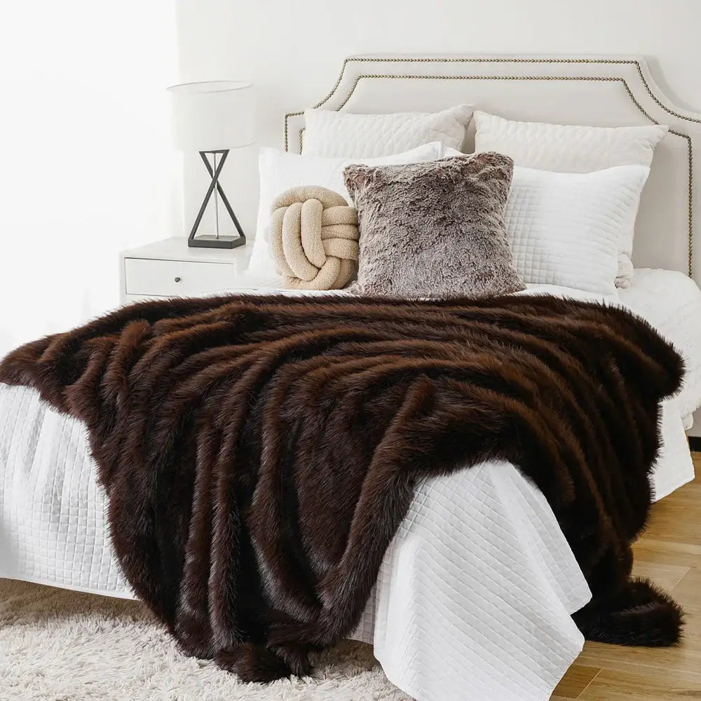 Couverture Fausse Fourrure Marron