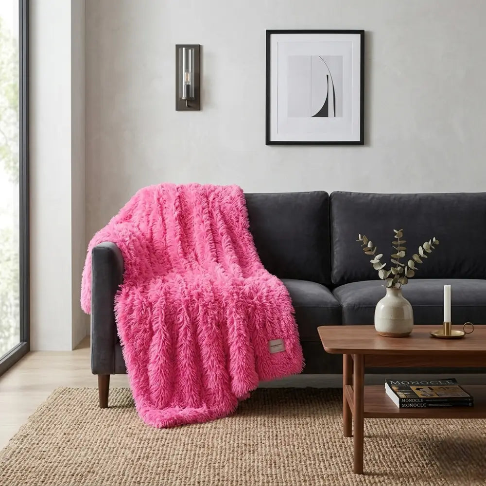 Couverture Fausse Fourrure Rose