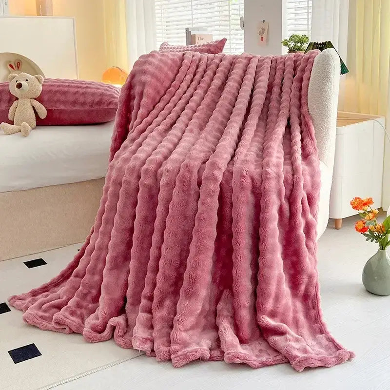 Couverture fausse fourrure - Rose / 70x100cm