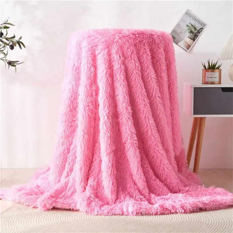 Couverture Fausse Fourrure Rose