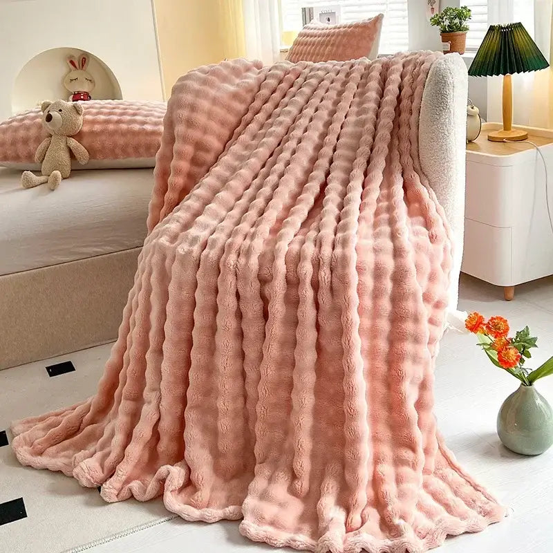 Couverture fausse fourrure - Rose Clair / 70x100cm