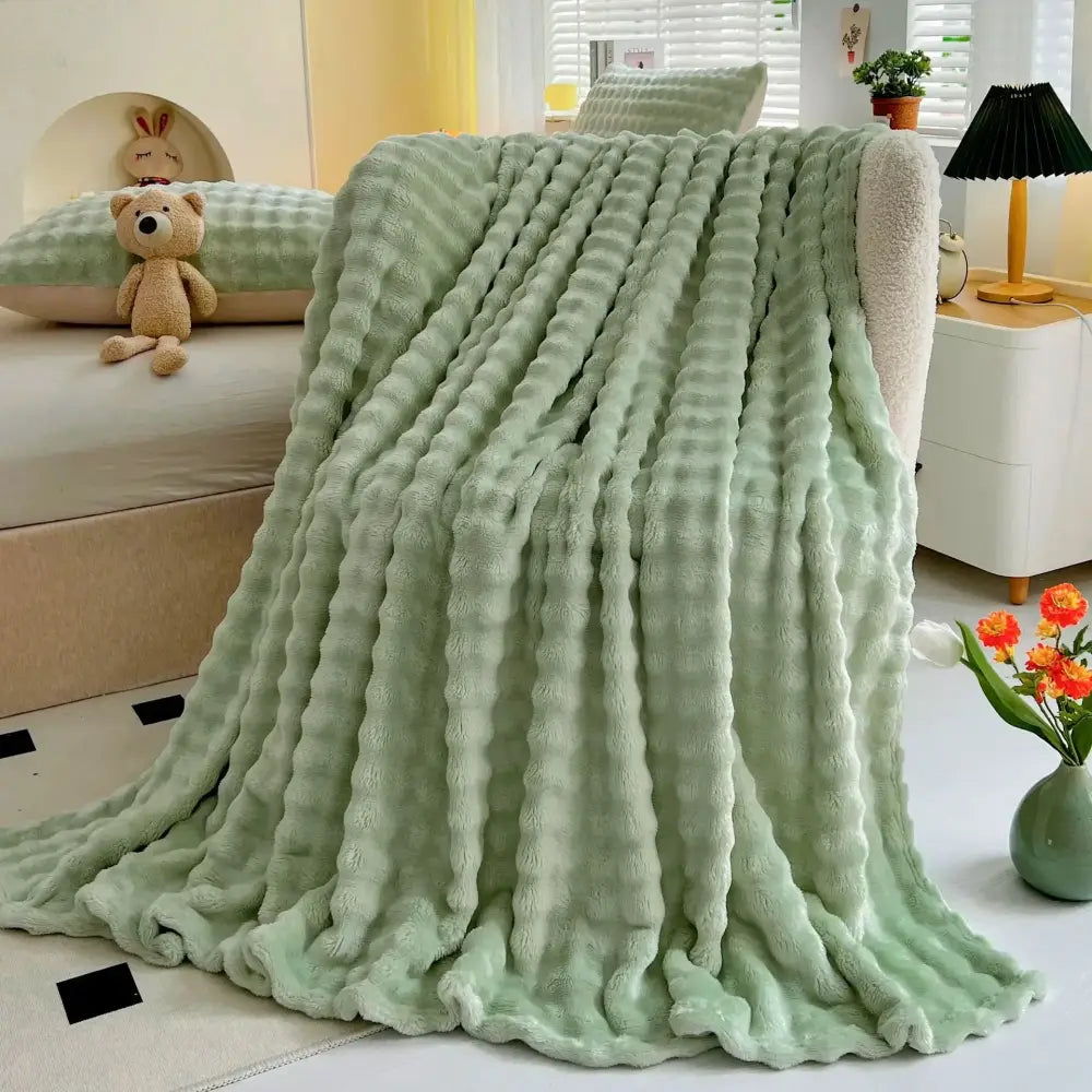 Couverture fausse fourrure - Vert / 70x100cm