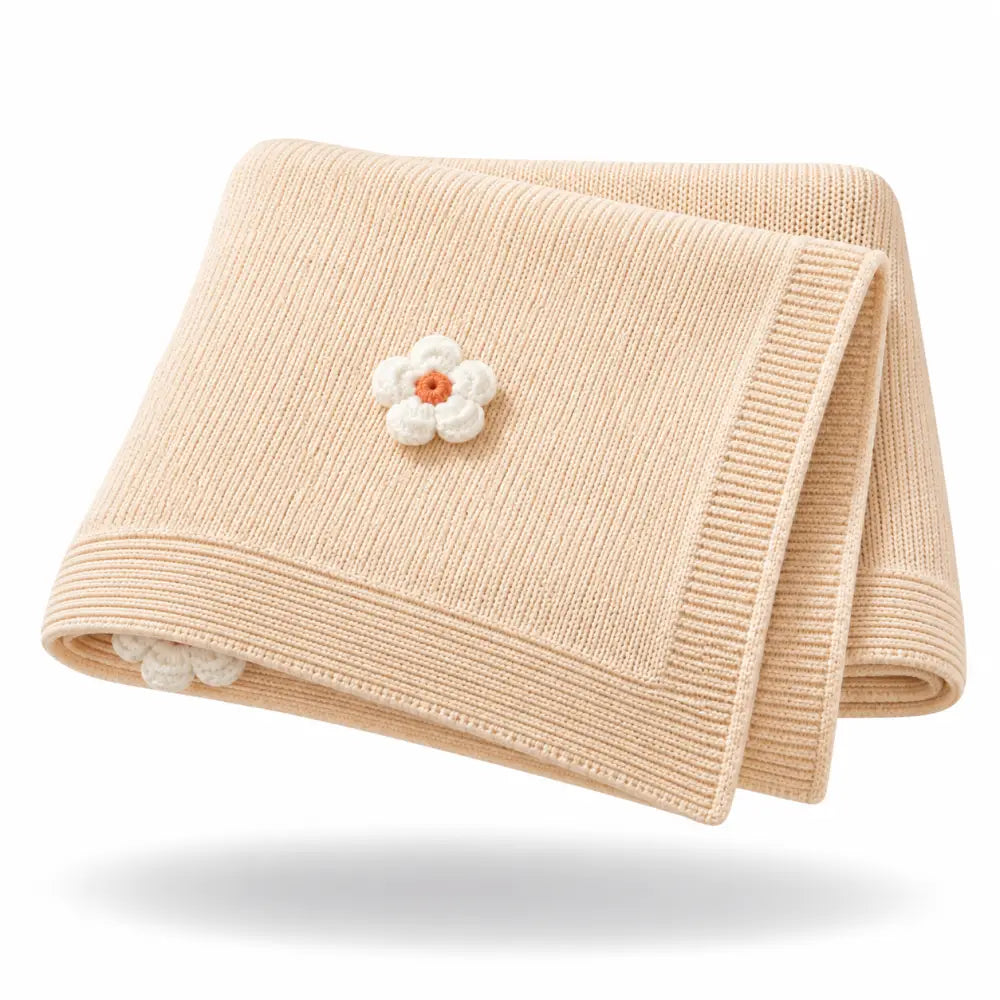 Couverture Fleurie Bebe - Beige