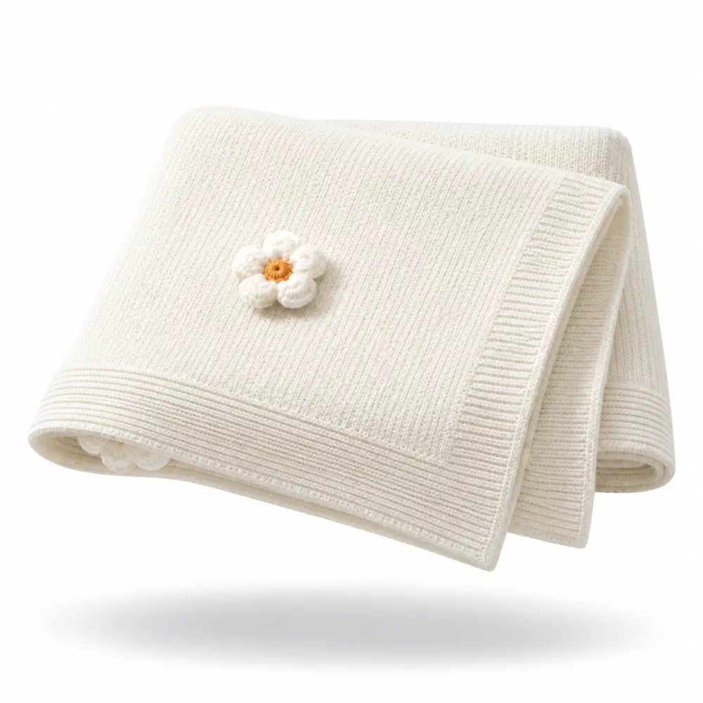 Couverture Fleurie Bebe - Blanc